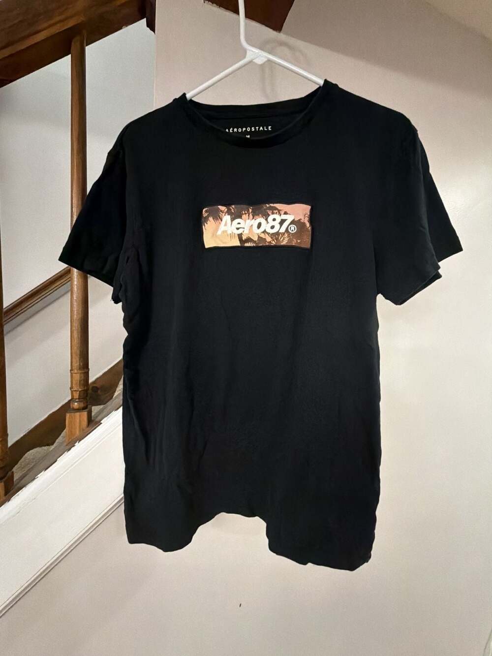 Aeropostale Aero87 Graphic T-Shirt Size M Black Cotton
